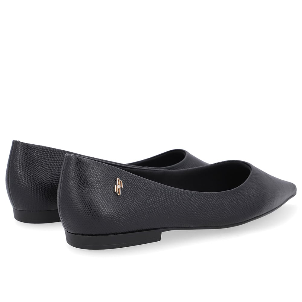 Sapatilha Preta Couro Bico Fino Preto 3