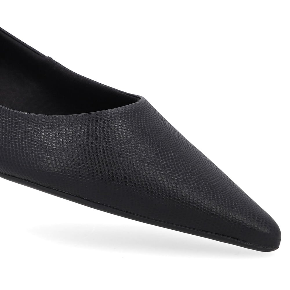 Sapatilha Preta Couro Bico Fino Preto 4