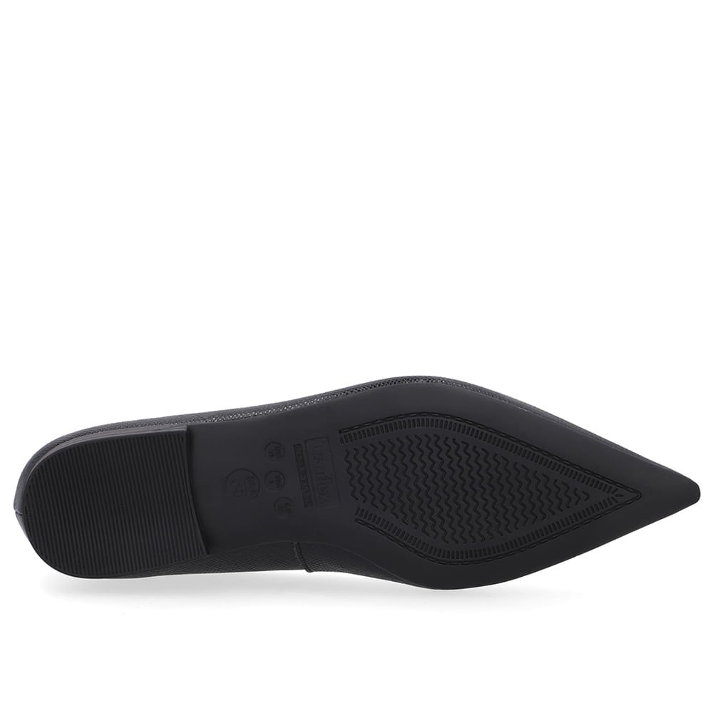 Sapatilha Preta Couro Bico Fino Preto 5