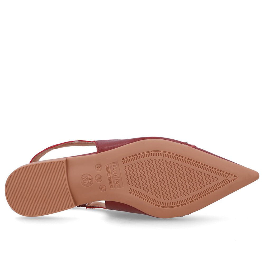 Slingback Vermelho Bico Fino Couro Vermelho 5