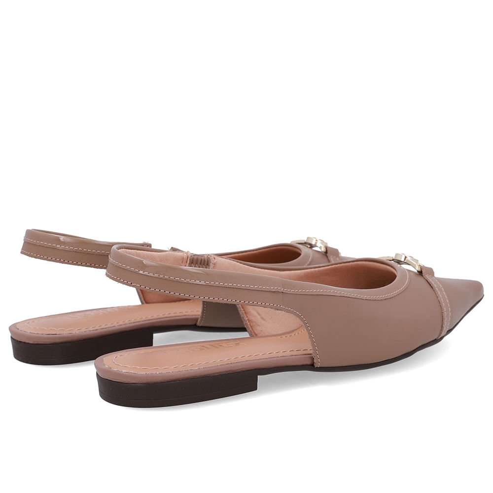 Slingback Marrom Bico Fino Couro Marrom 3
