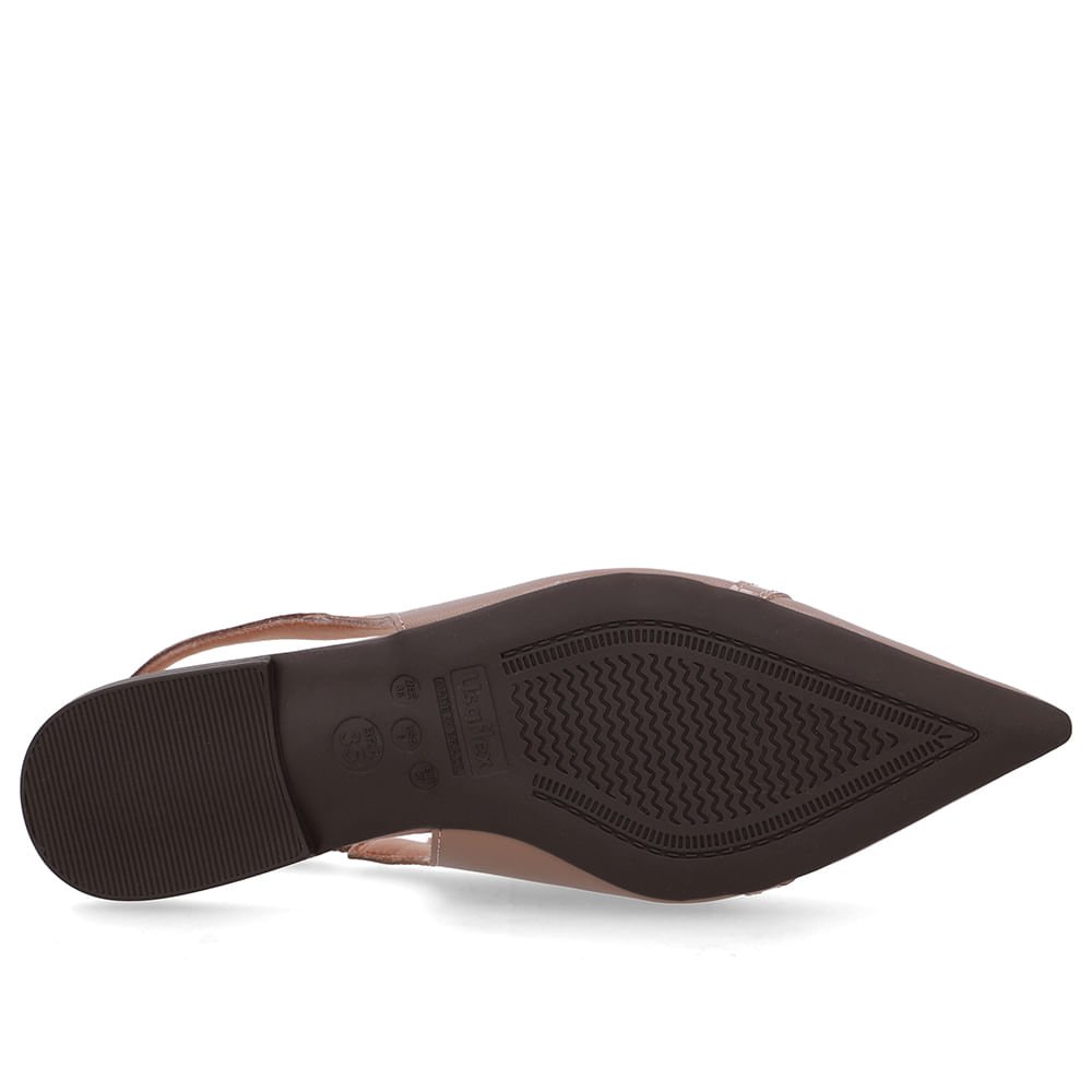 Slingback Marrom Bico Fino Couro Marrom 5