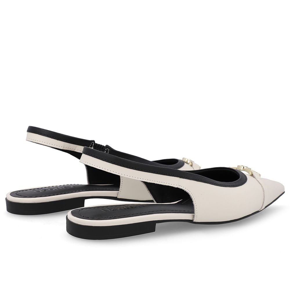 Slingback Branco Marfim Bico Fino Couro Marfim 3