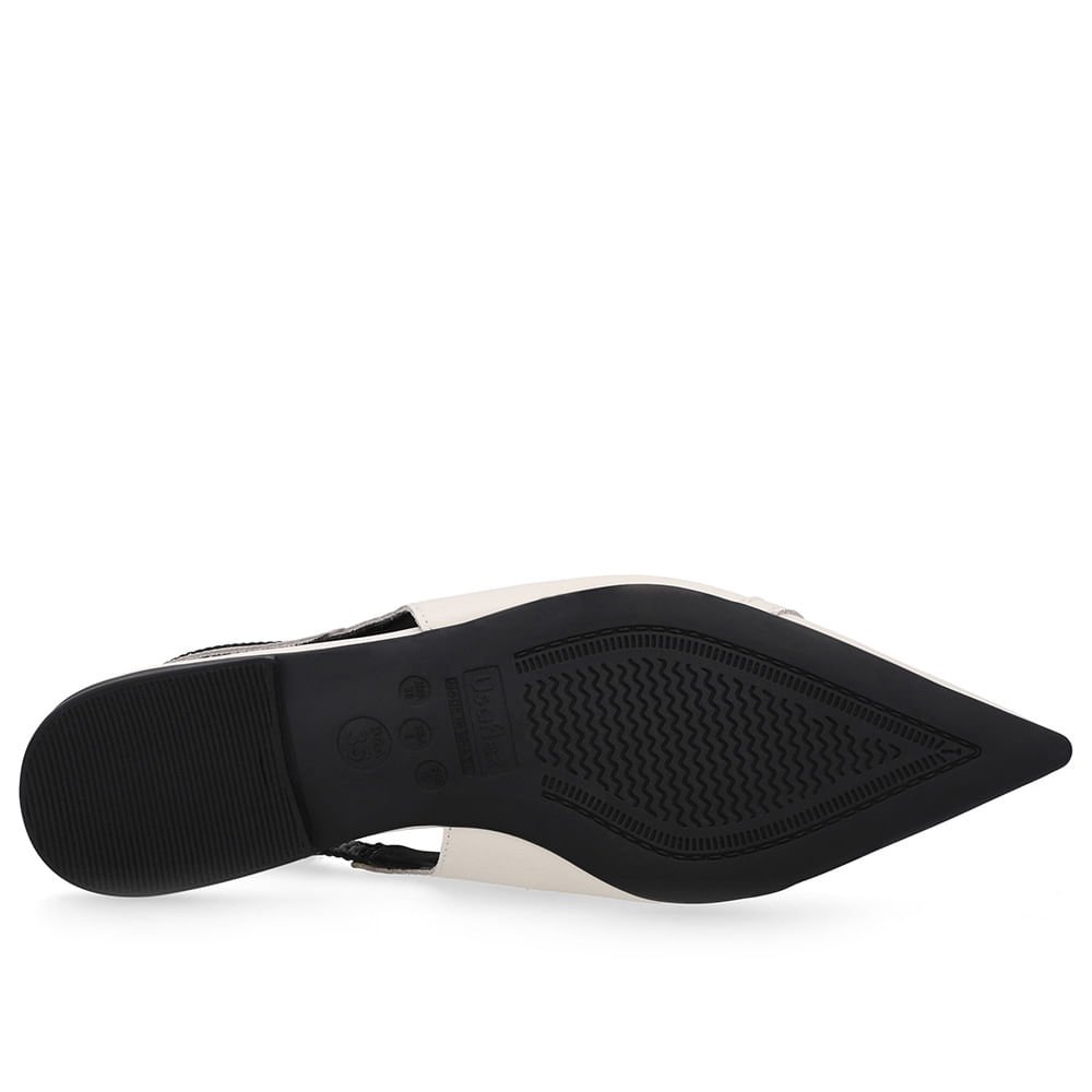 Slingback Branco Marfim Bico Fino Couro Marfim 5