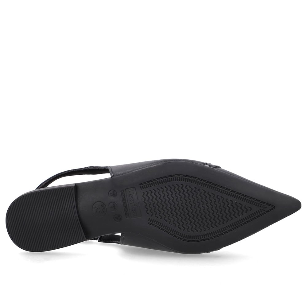 Slingback Preto Bico Fino Couro Preto 5