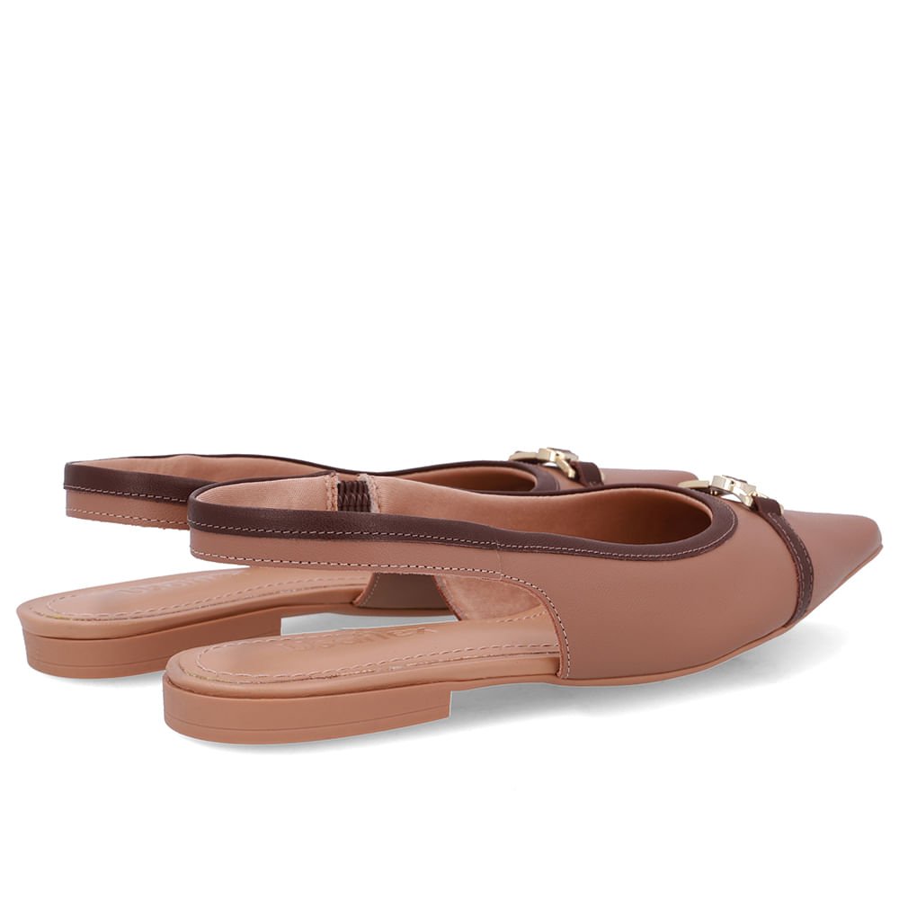 Slingback Marrom Bico Fino Couro Marrom 3