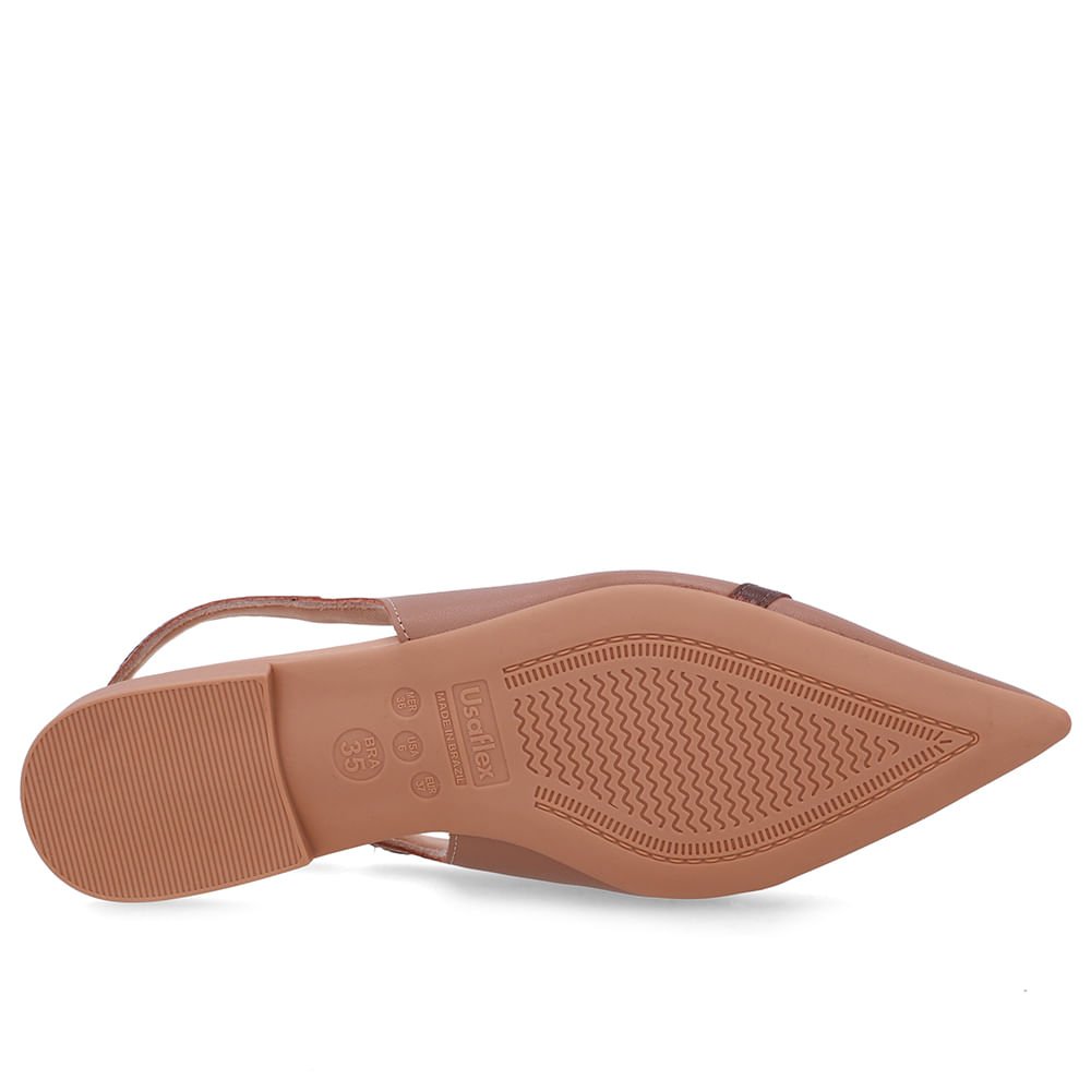 Slingback Marrom Bico Fino Couro Marrom 5