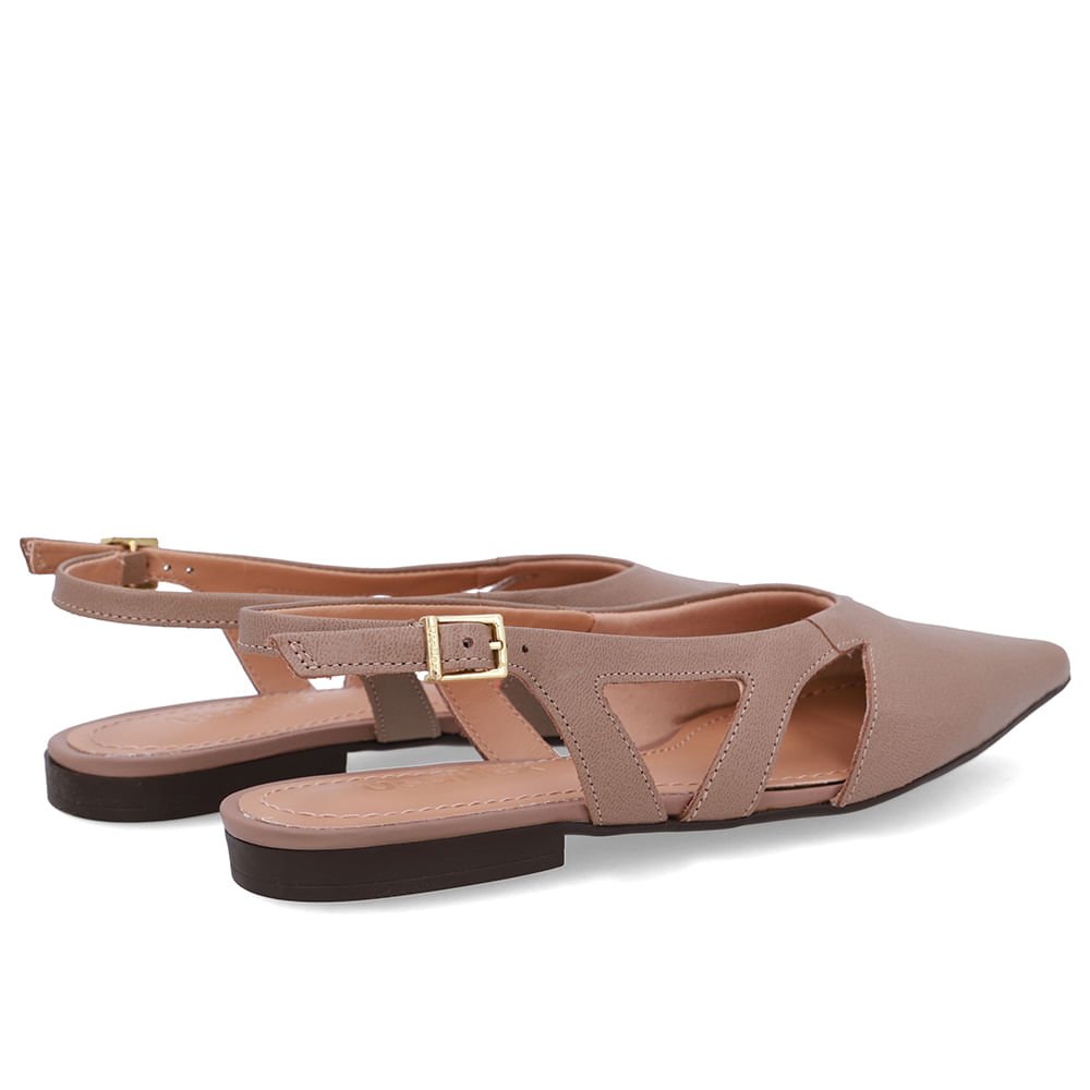 Slingback Marrom Couro Bico Fino Recortes Marrom 3