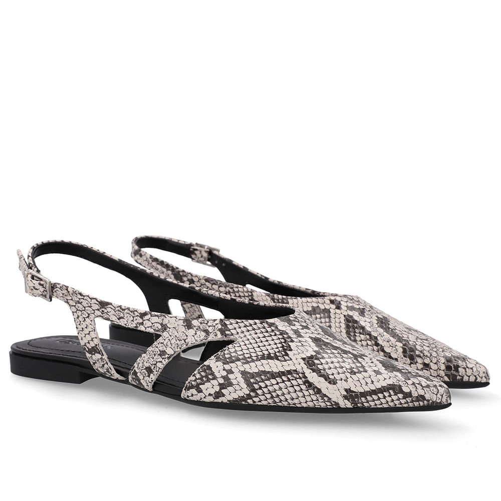 Slingback Cobra Natural Couro Bico Fino Recortes Animal Print 2