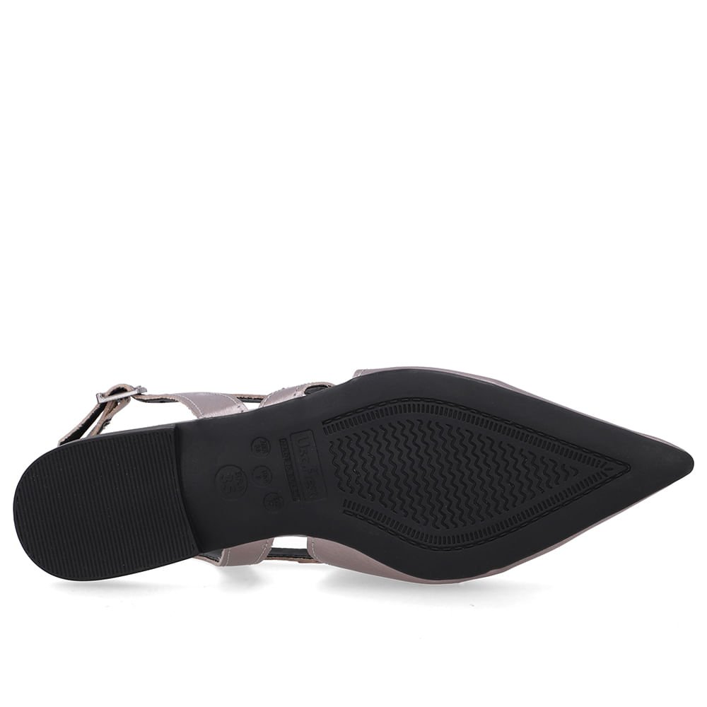 Slingback Aço Couro Bico Fino Recortes Prata 5