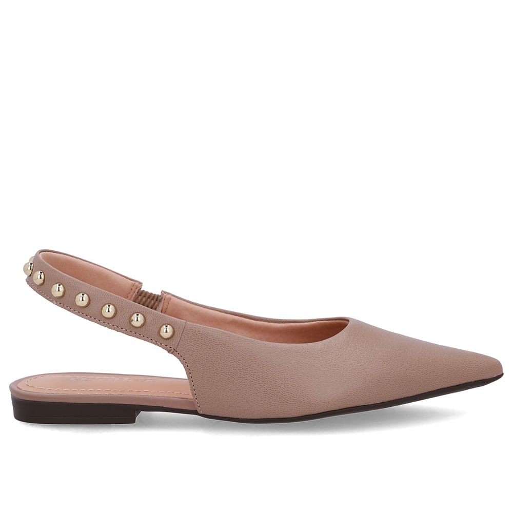 Slingback Marrom Couro Tira Rebite