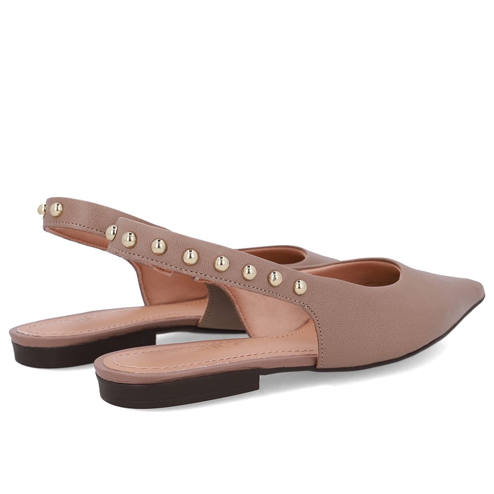 Slingback Marrom Couro Tira Rebite Marrom 3