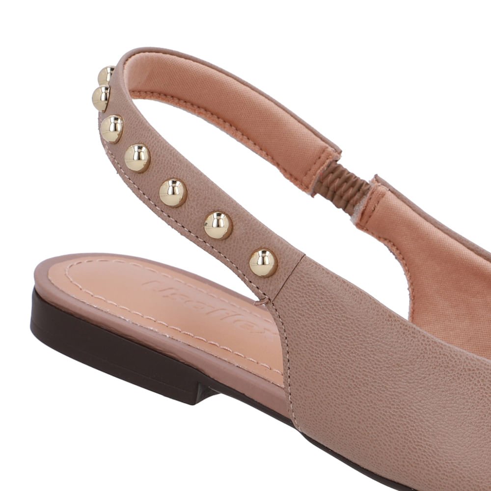 Slingback Marrom Couro Tira Rebite Marrom 4