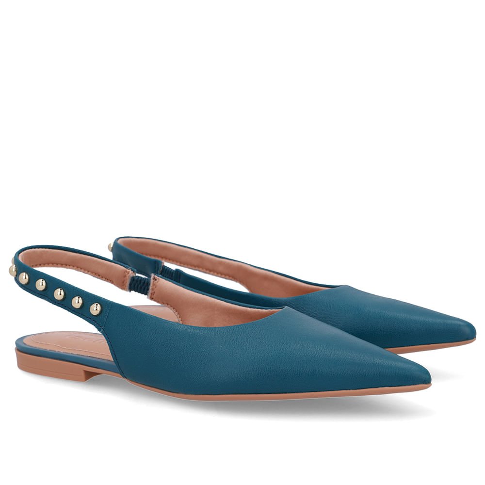 Slingback Azul Couro Tira Rebite Azul 2