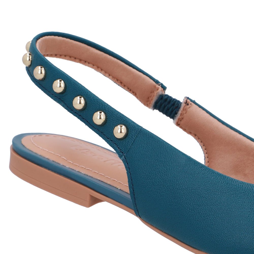 Slingback Azul Couro Tira Rebite Azul 4