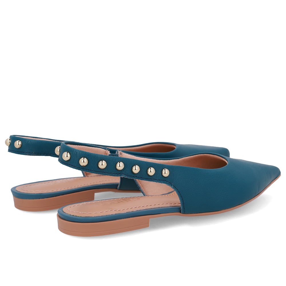 Slingback Azul Couro Tira Rebite Azul 3