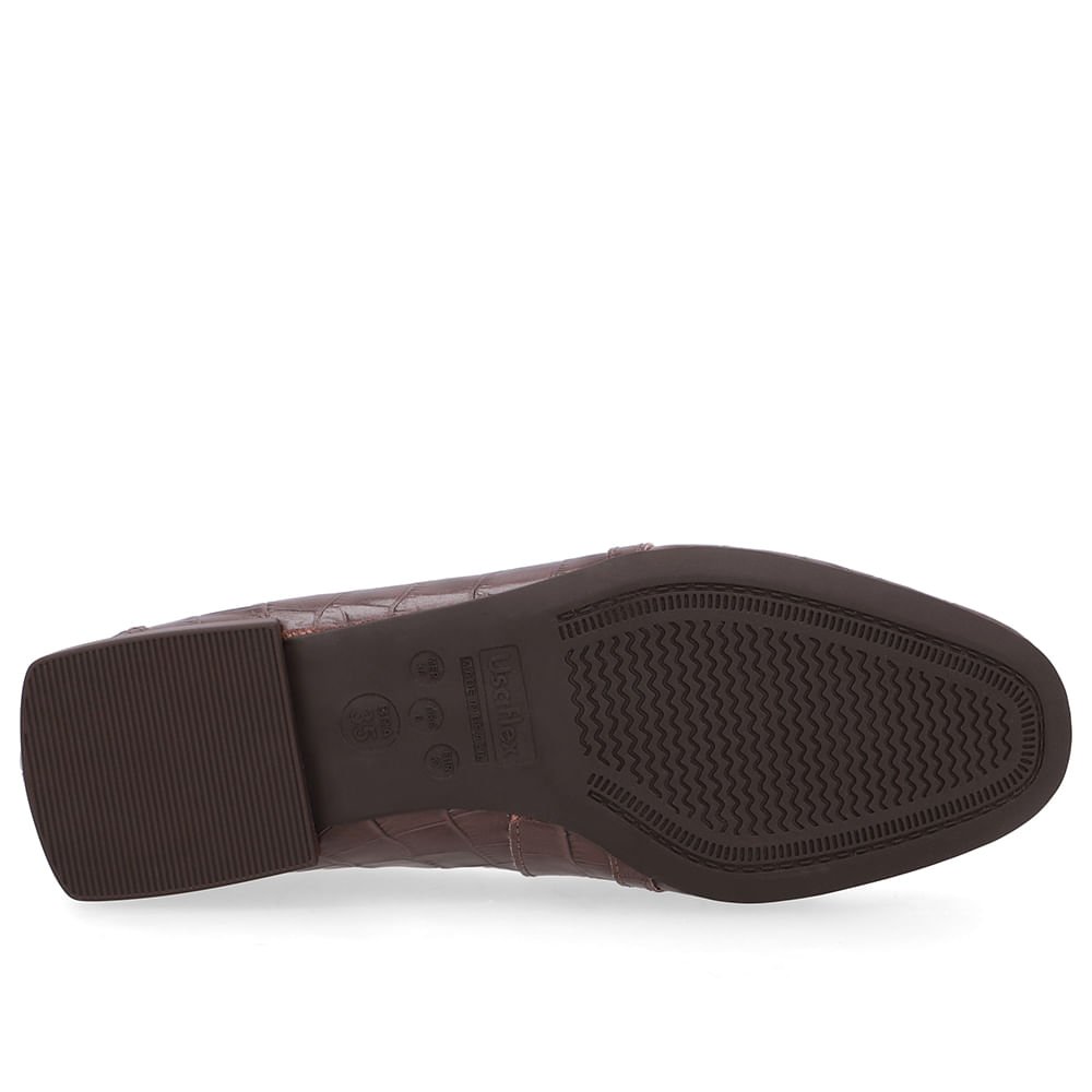 Loafer Marrom Couro Croco Enfeite Marrom 5