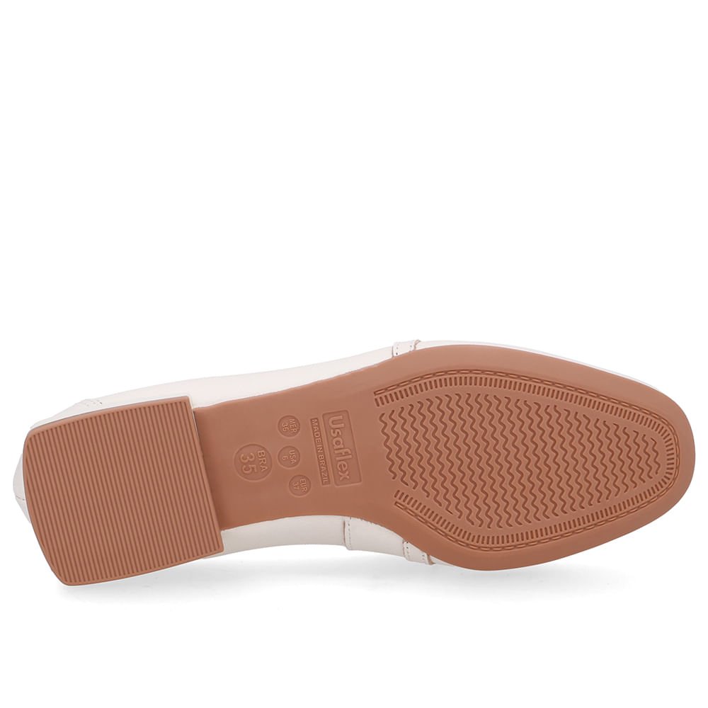 Loafer Branco Marfim Couro Enfeite Marfim 5