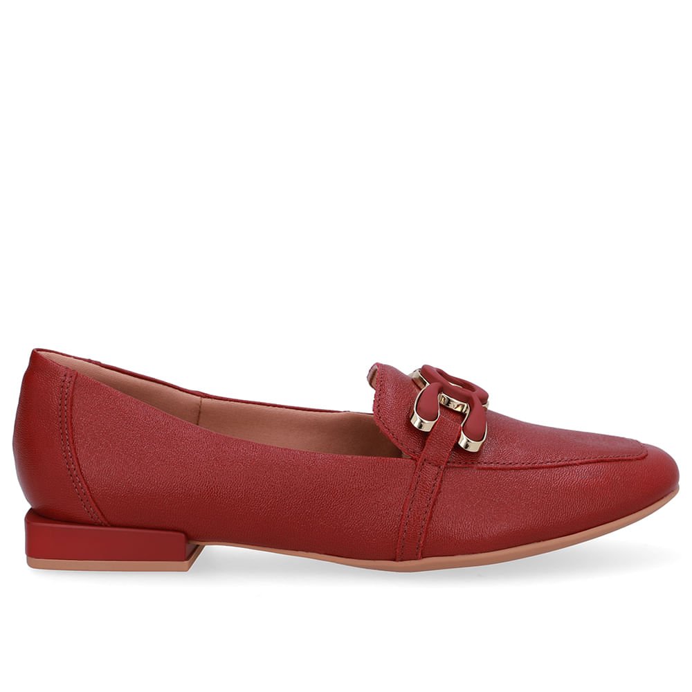 Loafer Vermelho Couro Enfeite