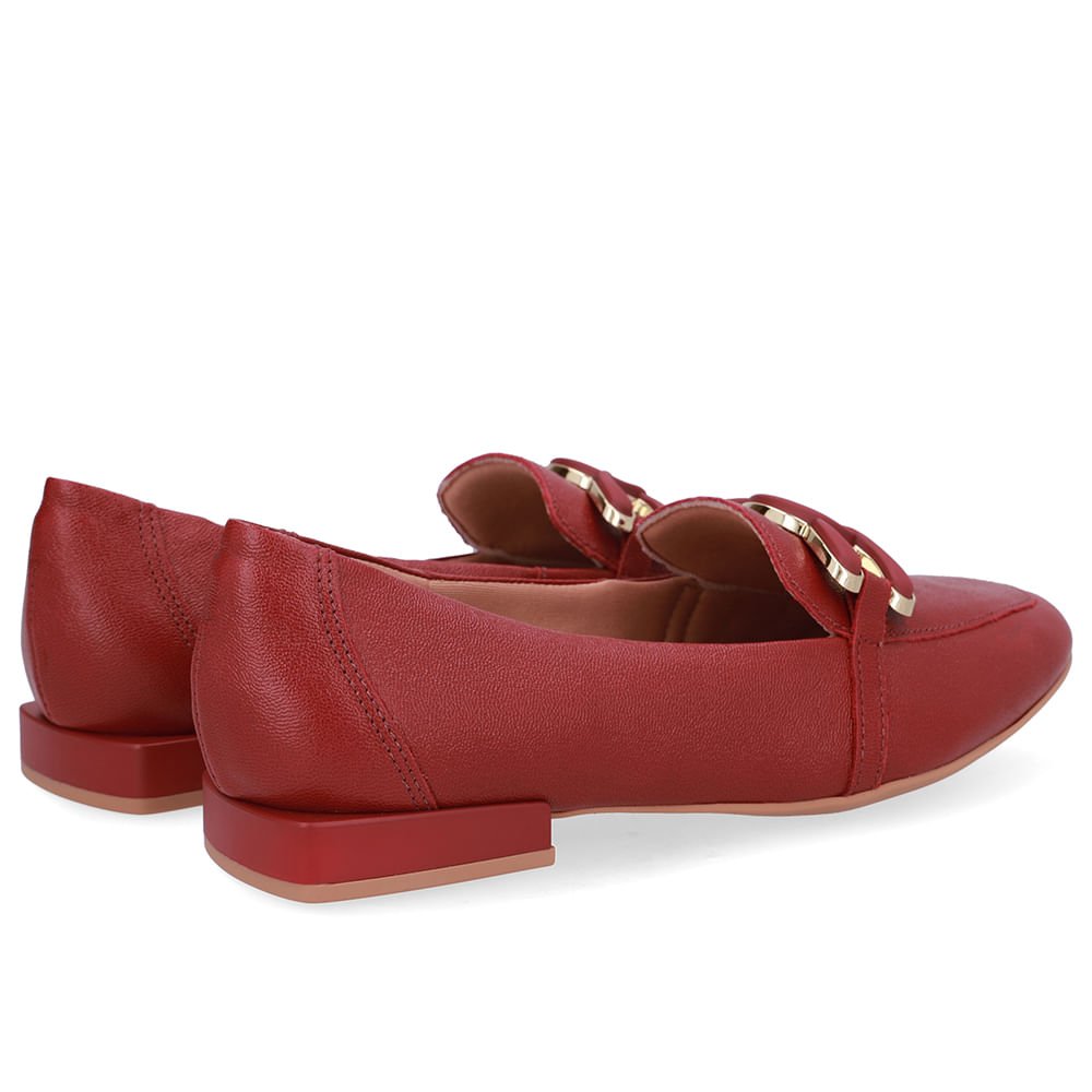 Loafer Vermelho Couro Enfeite Vermelho 3