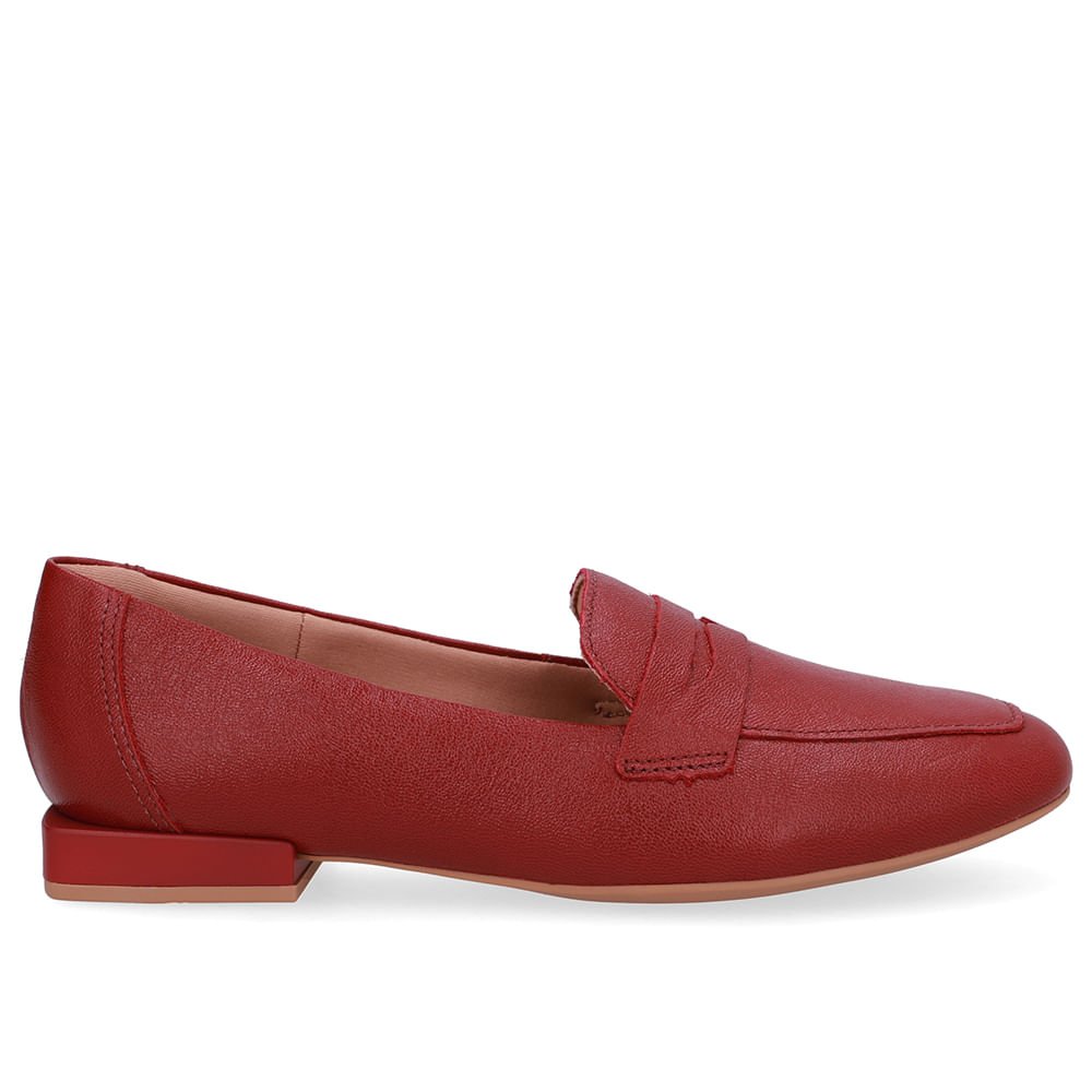 Loafer Vermelho Couro Básico