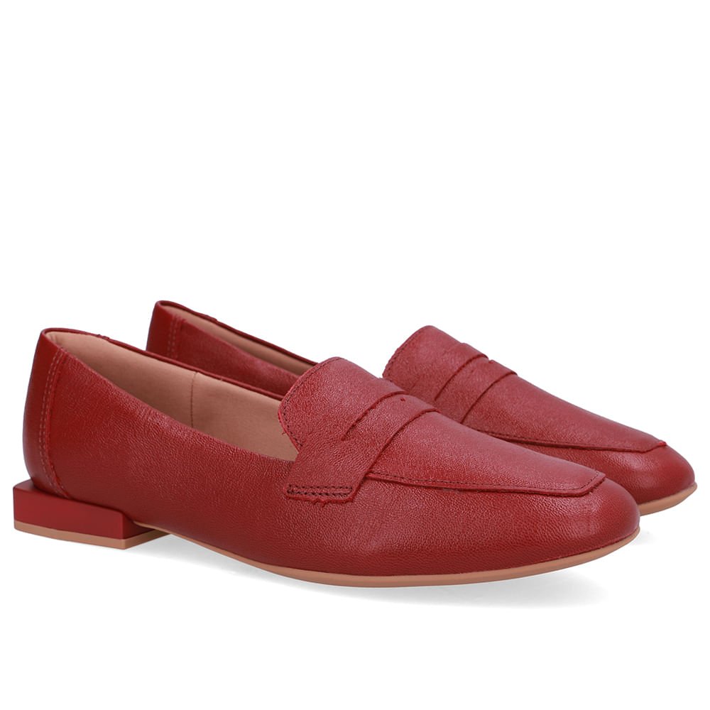 Loafer Vermelho Couro Básico Vermelho 2