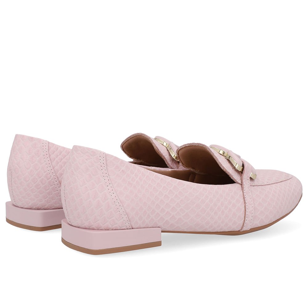 Loafer Rosa Couro Enfeite Rosa 3