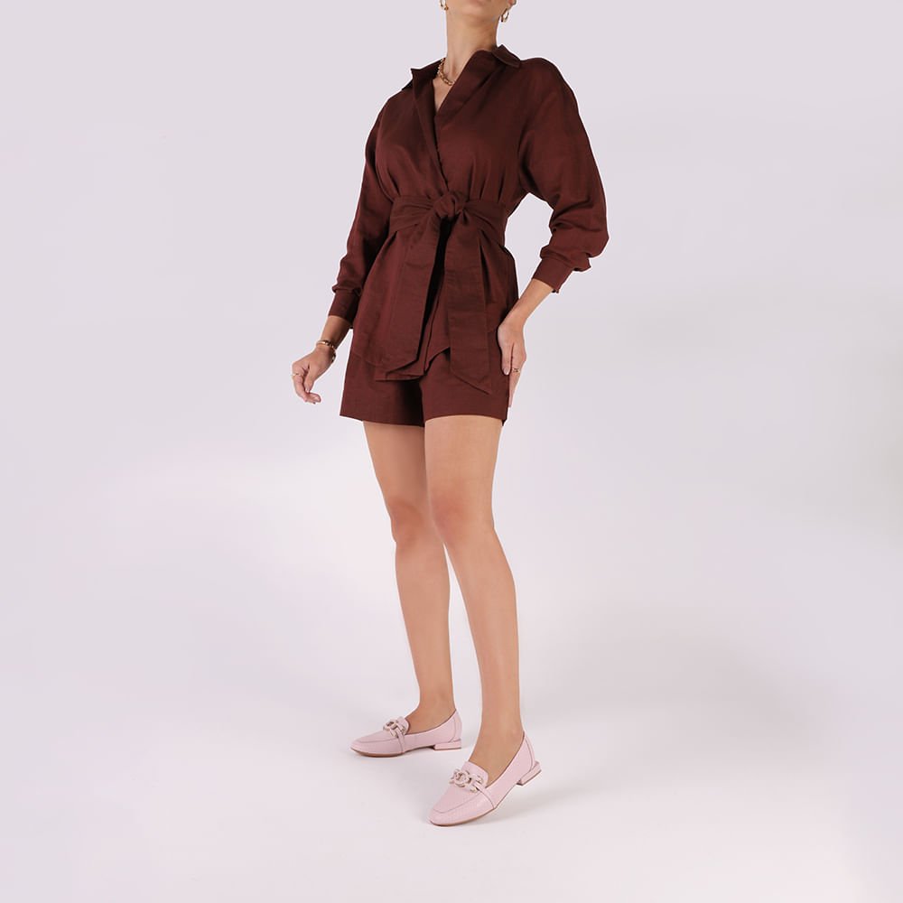 Loafer Rosa Couro Enfeite Rosa 4