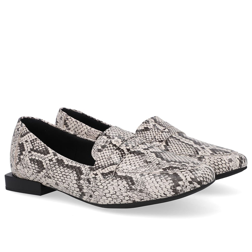 Loafer Cobra Natural Couro Básico Animal Print 2