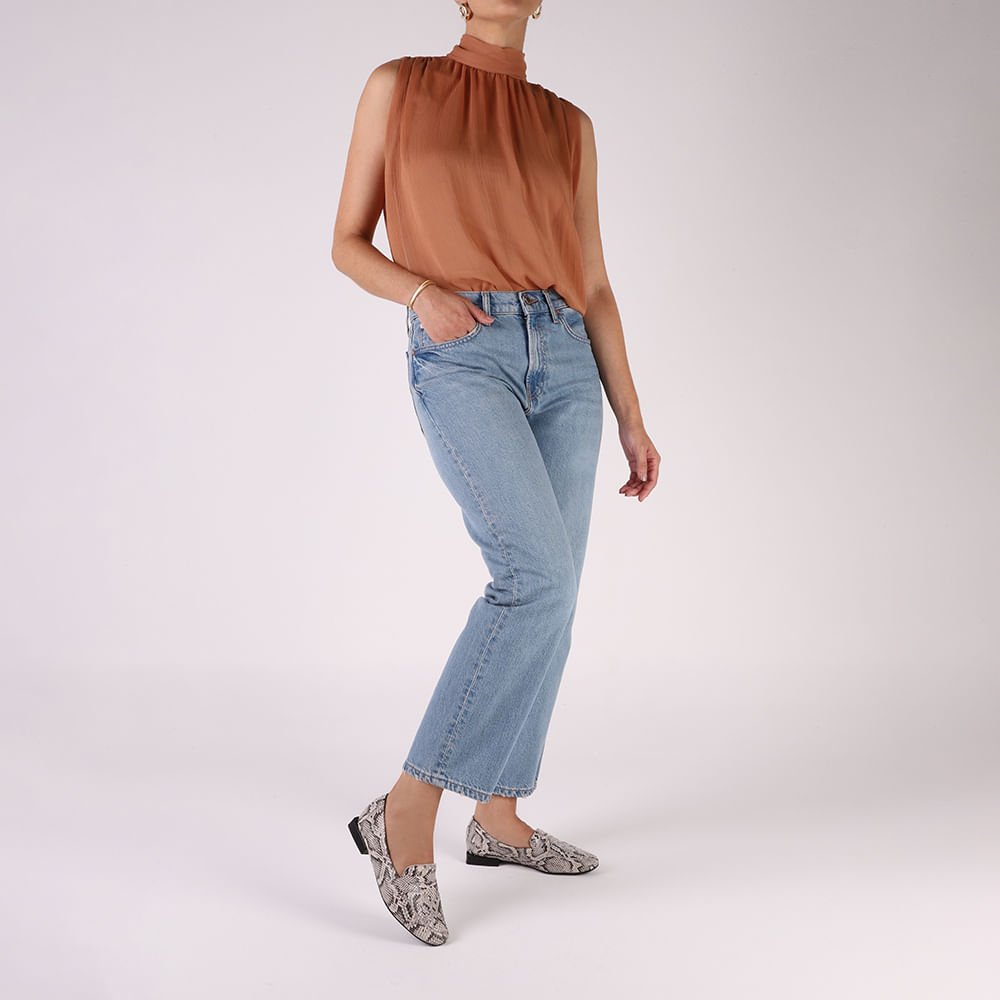 Loafer Cobra Natural Couro Básico Animal Print 4