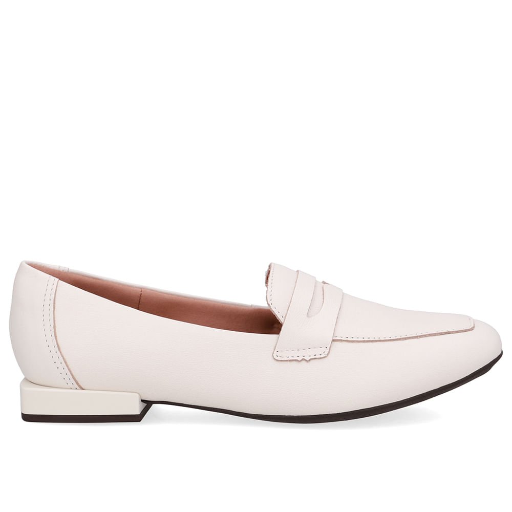 Loafer Branco Marfim Couro Básico