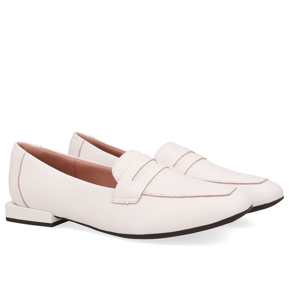 Loafer Branco Marfim Couro Básico Marfim 2
