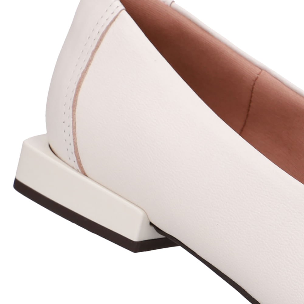 Loafer Branco Marfim Couro Básico Marfim 4