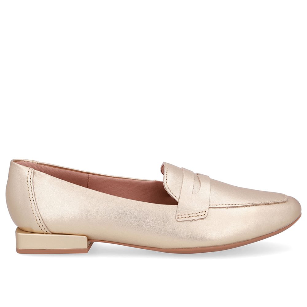 Loafer Dourado Couro Básico