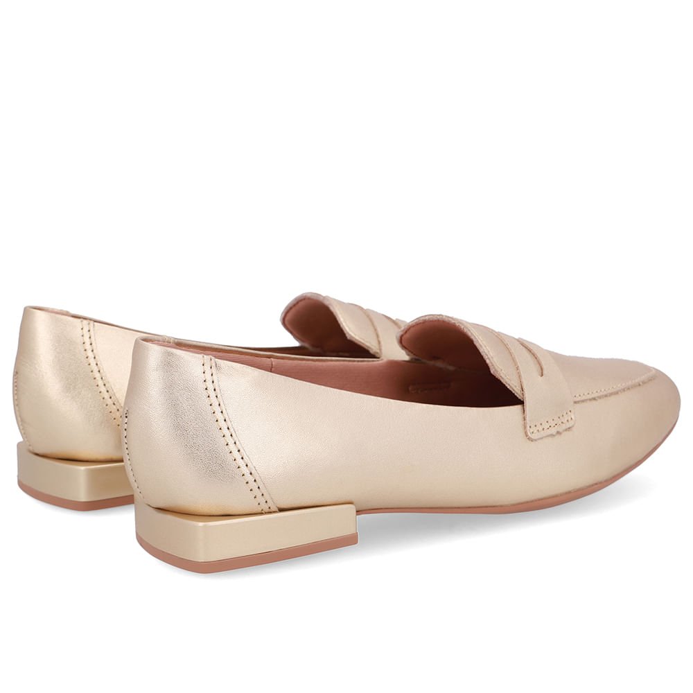 Loafer Dourado Couro Básico Dourado 3