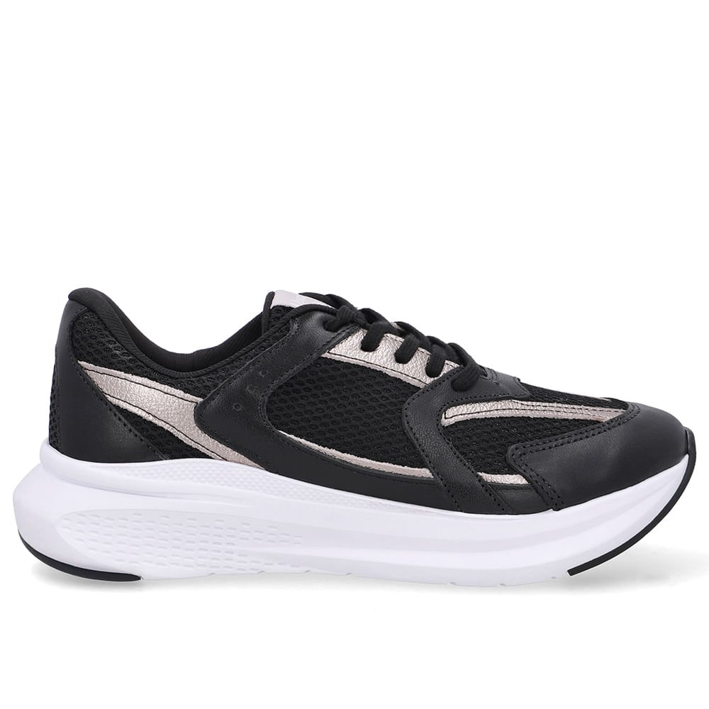 Tênis Cadarço Couro Preto