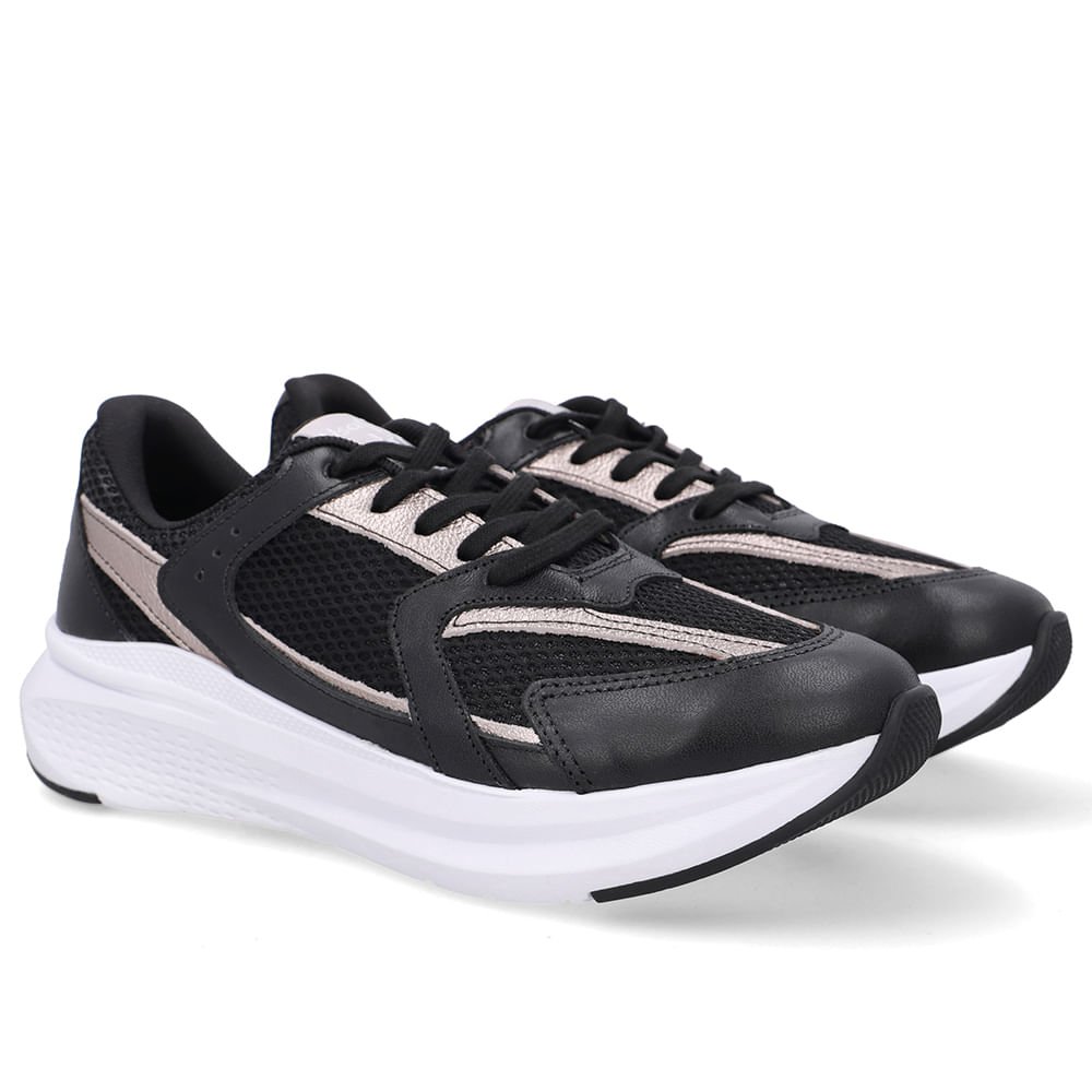 Tênis Cadarço Couro Preto Preto 2