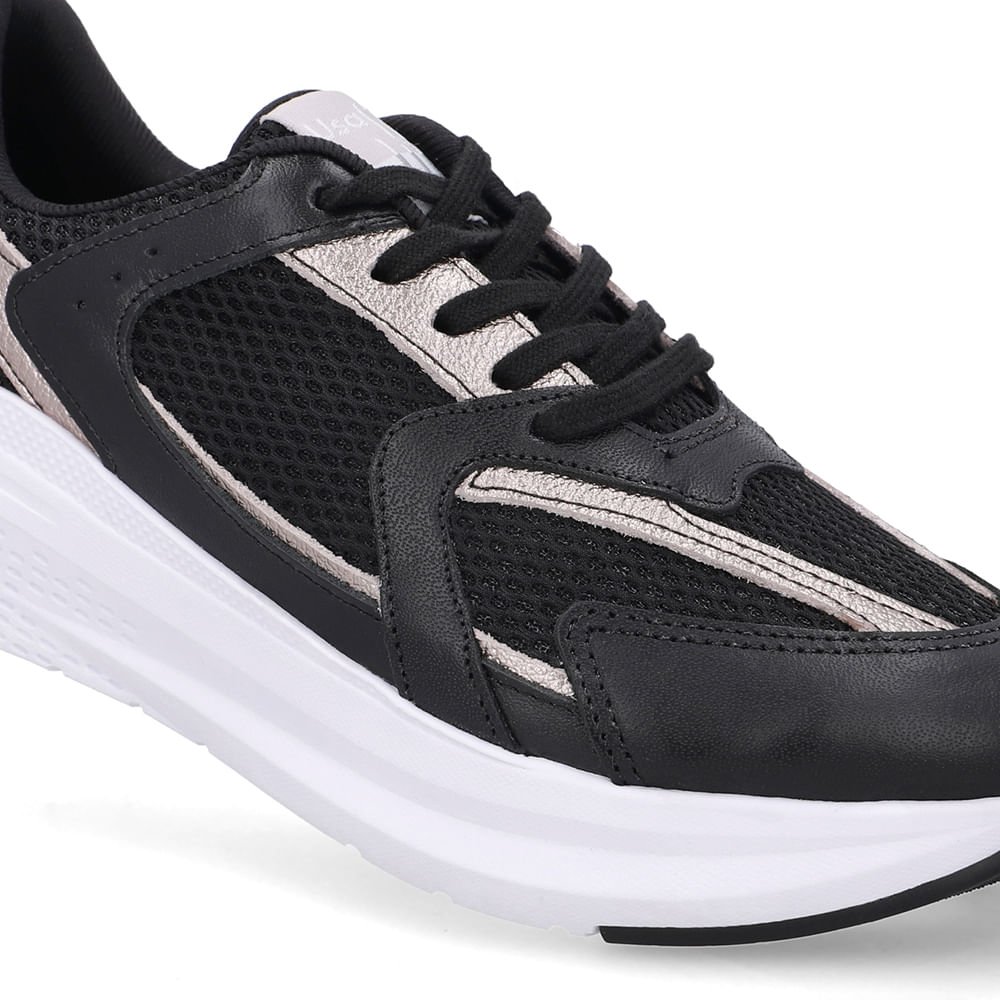 Tênis Cadarço Couro Preto Preto 4