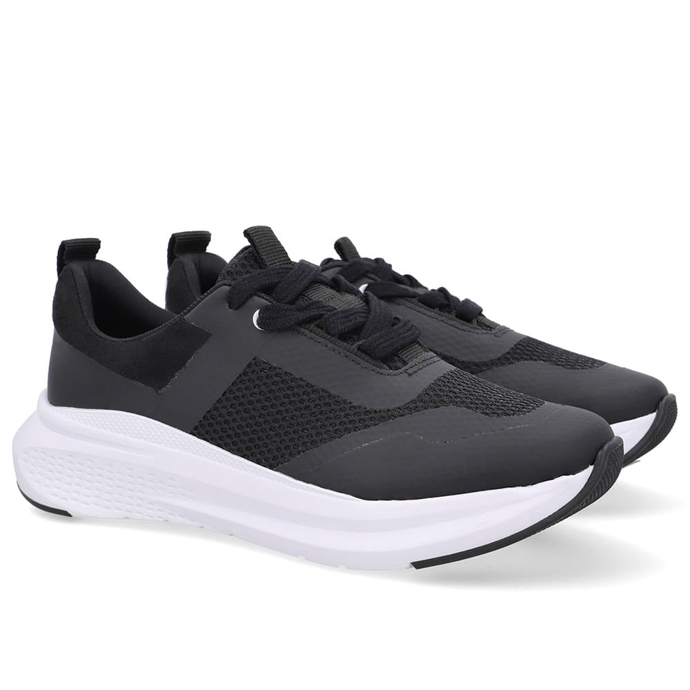 Tênis Cadarço Básico Preto Tecido Preto 2