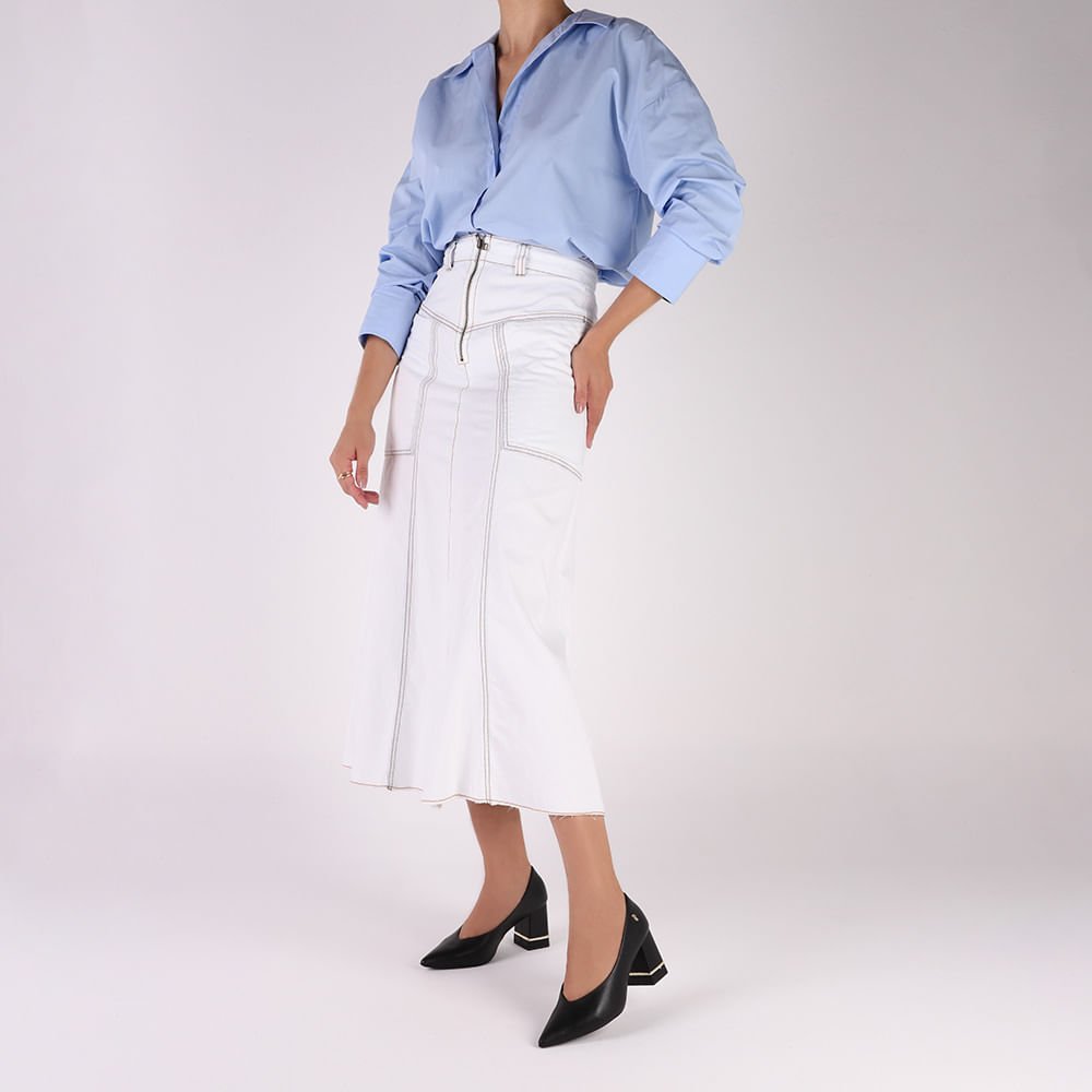 Scarpin Bico Fino Couro Preto Detalhe Salto Preto 4