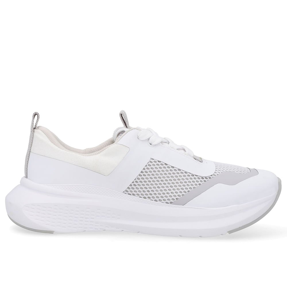 Tênis Cadarço Básico Branco Tecido