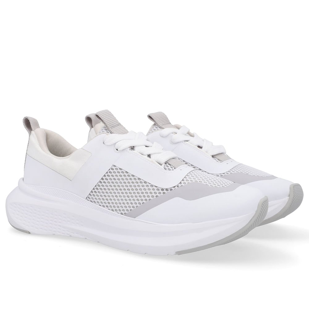 Tênis Cadarço Básico Branco Tecido Branco 2