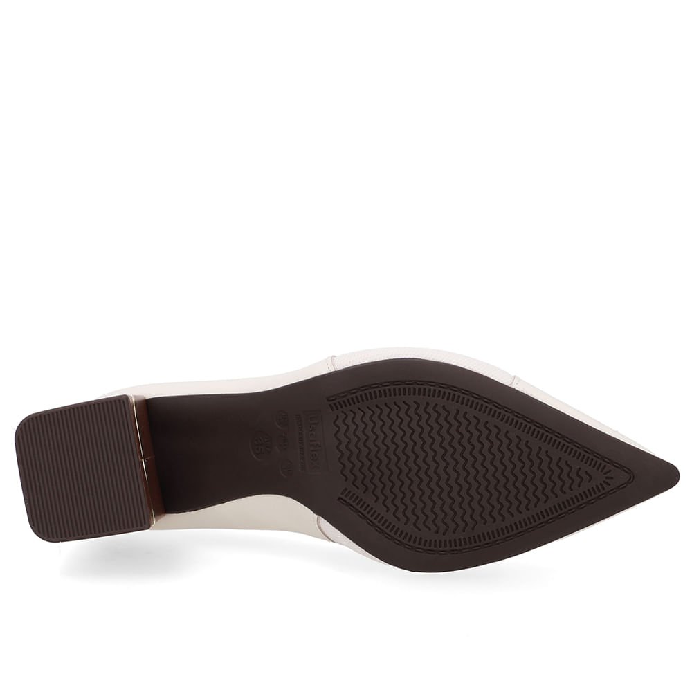 Scarpin Couro Branco Marfim Detalhe Salto Marfim 5