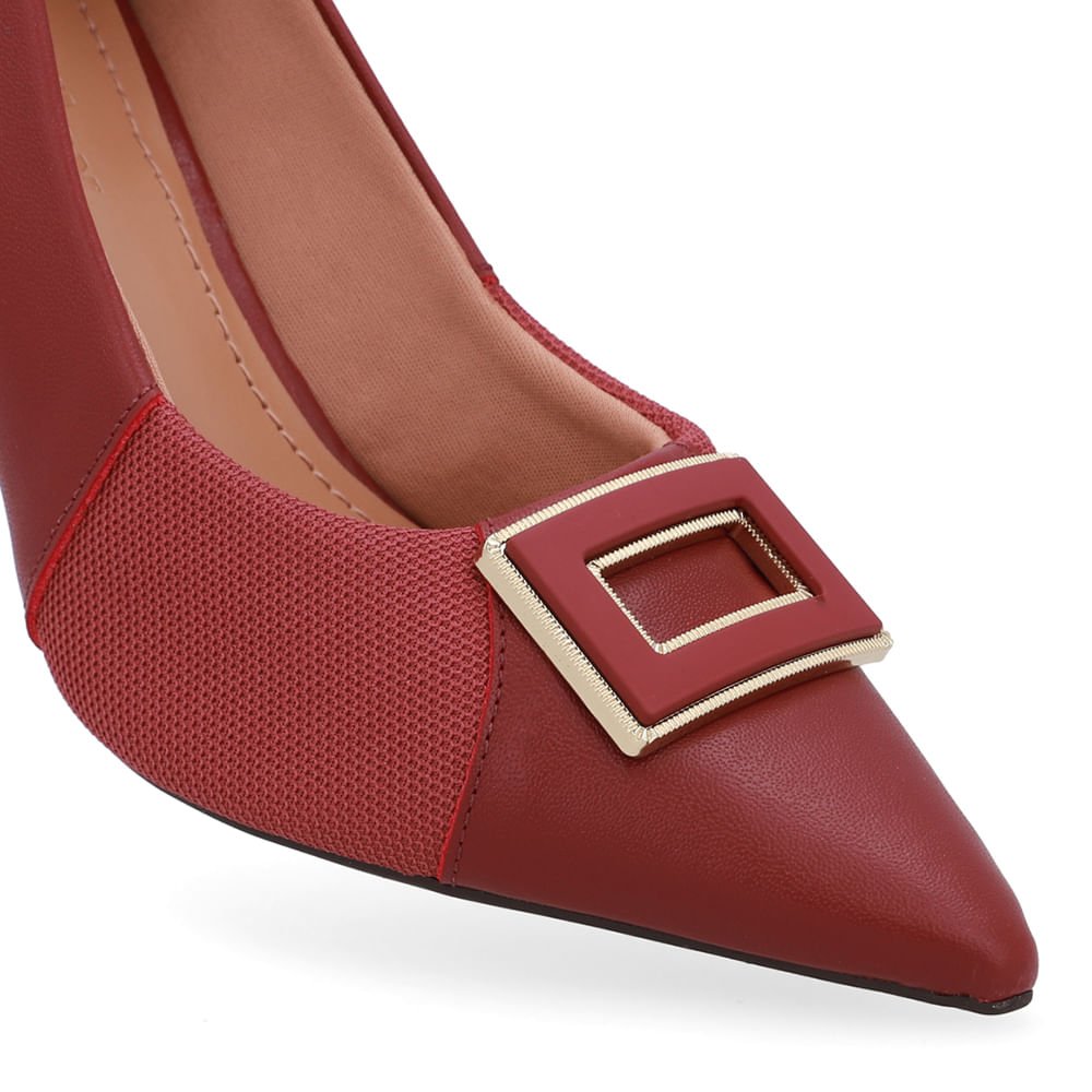 Scarpin Couro Vermelho Detalhe Salto Vermelho 4
