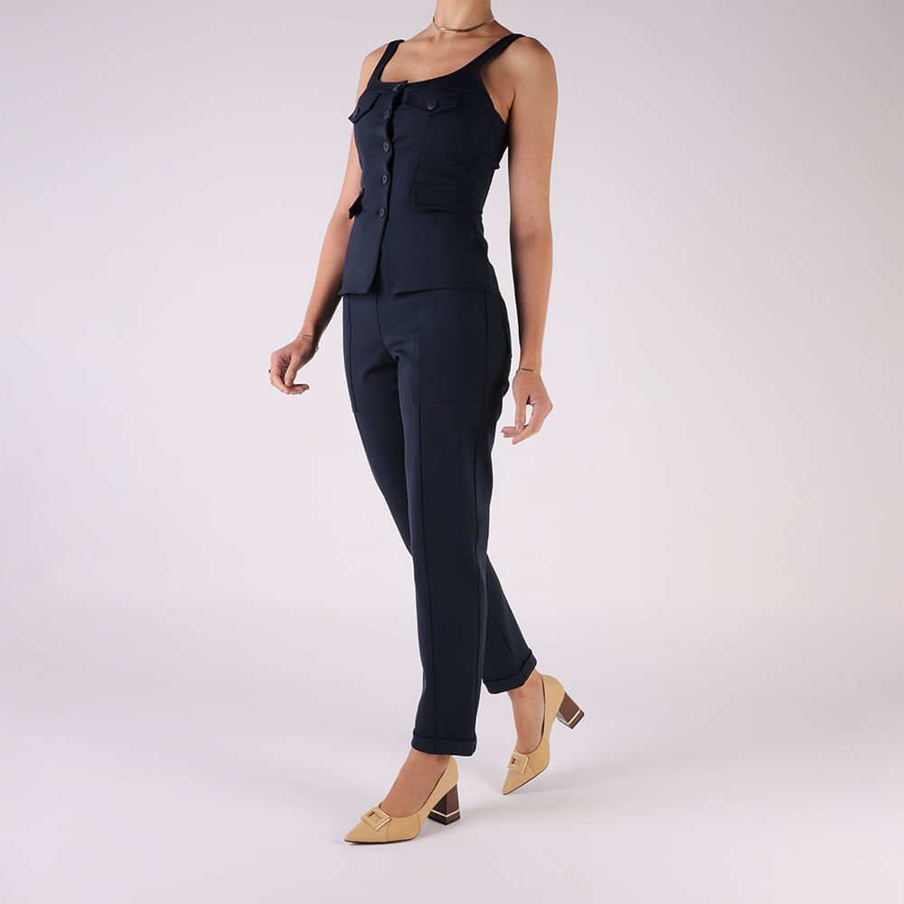 Scarpin Couro Bege Creme Detalhe Salto Creme 4