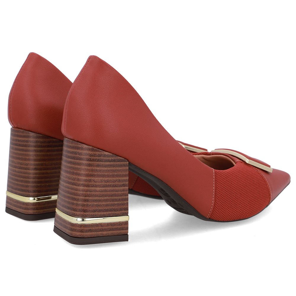 Scarpin Couro Marrom Terracota Detalhe Salto Terracota 3