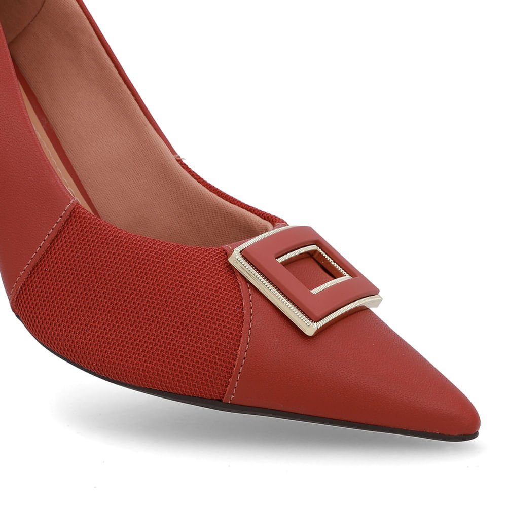 Scarpin Couro Marrom Terracota Detalhe Salto Terracota 4