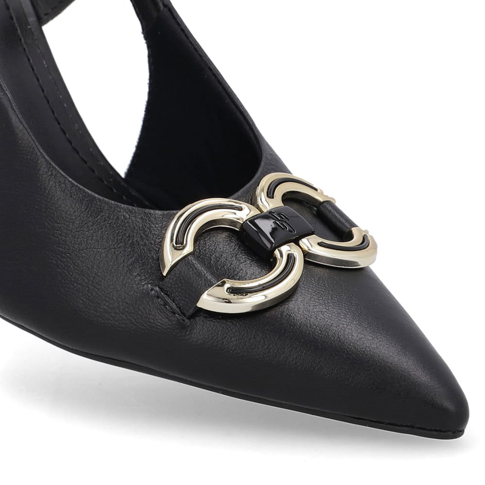 Slingback Preto Detalhe Salto Couro Preto 4
