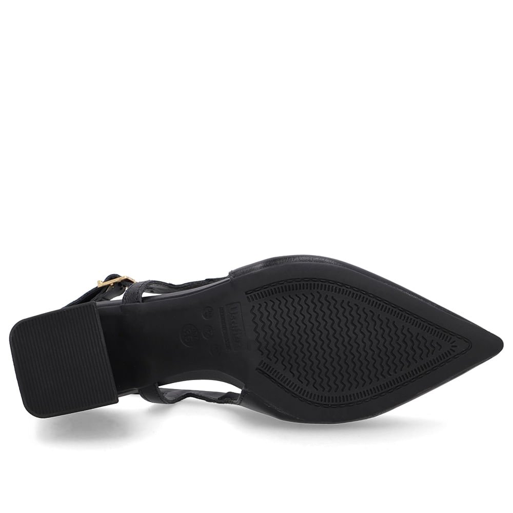 Slingback Preto Detalhe Salto Couro Preto 5