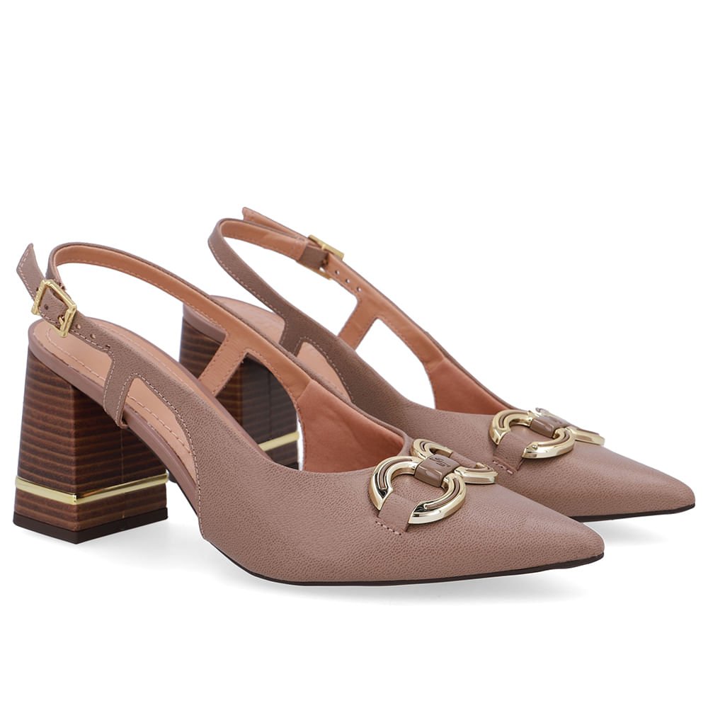 Slingback Marrom Fendi Detalhe Salto Couro Marrom 2